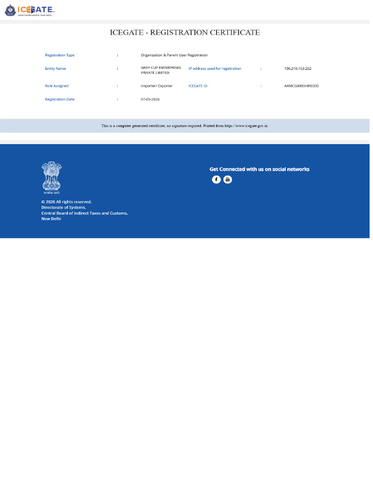 Registration Certificate | PDF