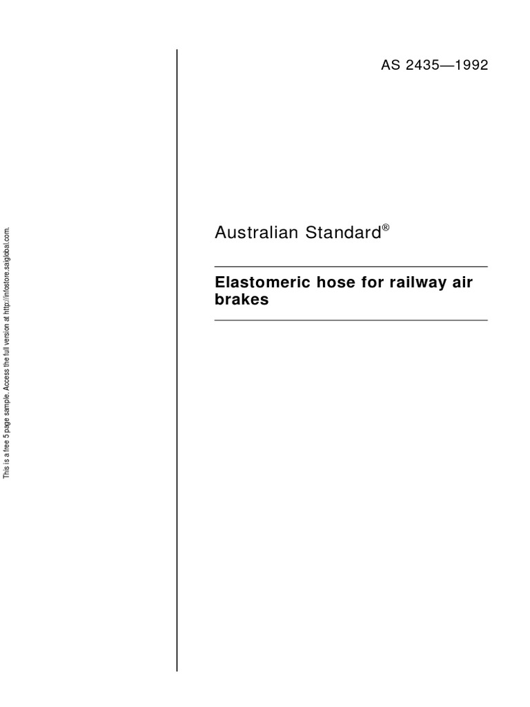 As 2435-1992 Elastomeric Hose For Railway Air Brakes | PDF ...