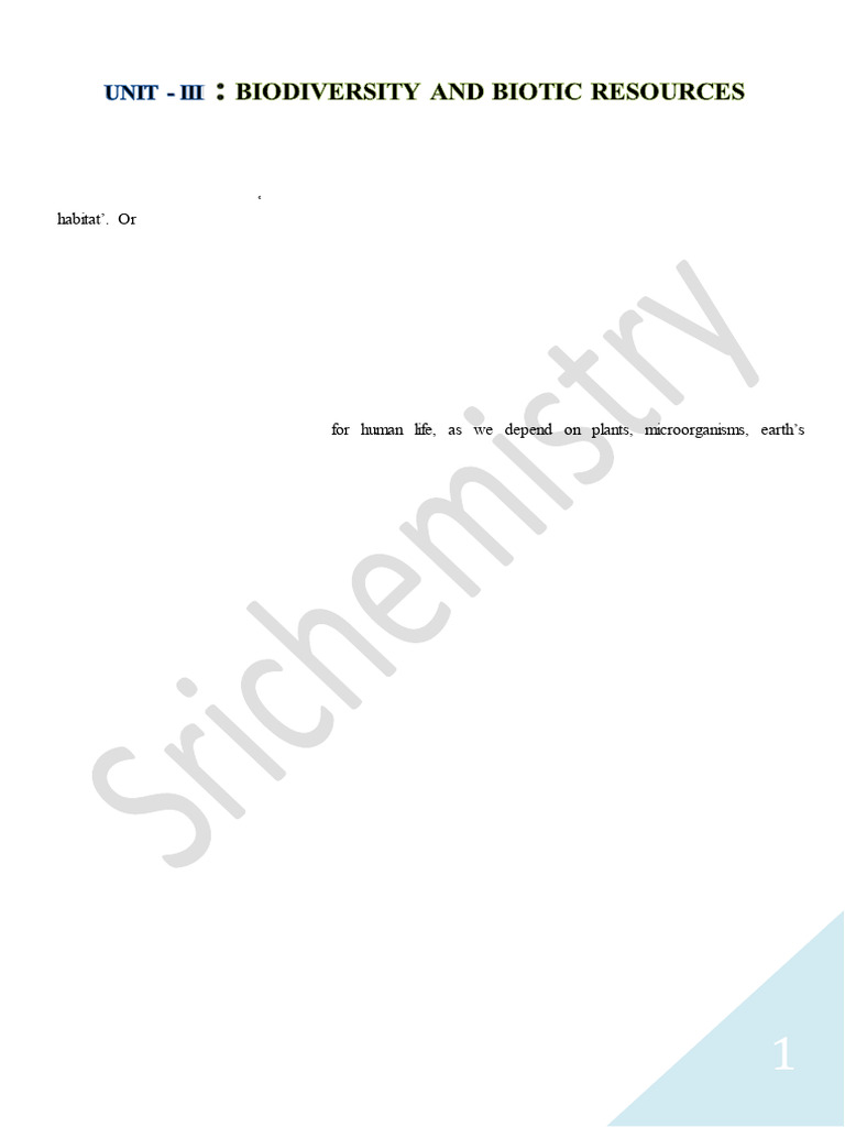 Es Unit 3 Biodiversity | PDF | Deforestation | Biodiversity