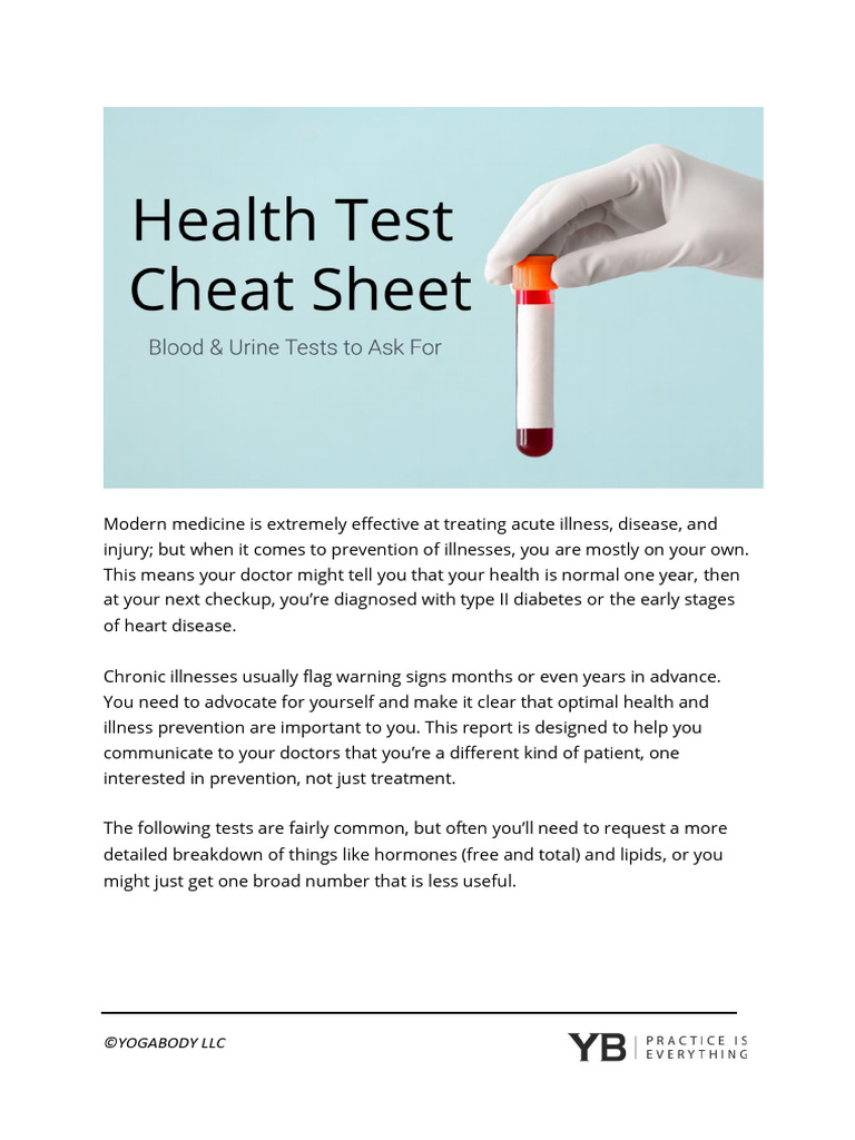Health+Test+Cheat+Sheet+ +YB+Daily | PDF | Diabetes | Disorders Of ...