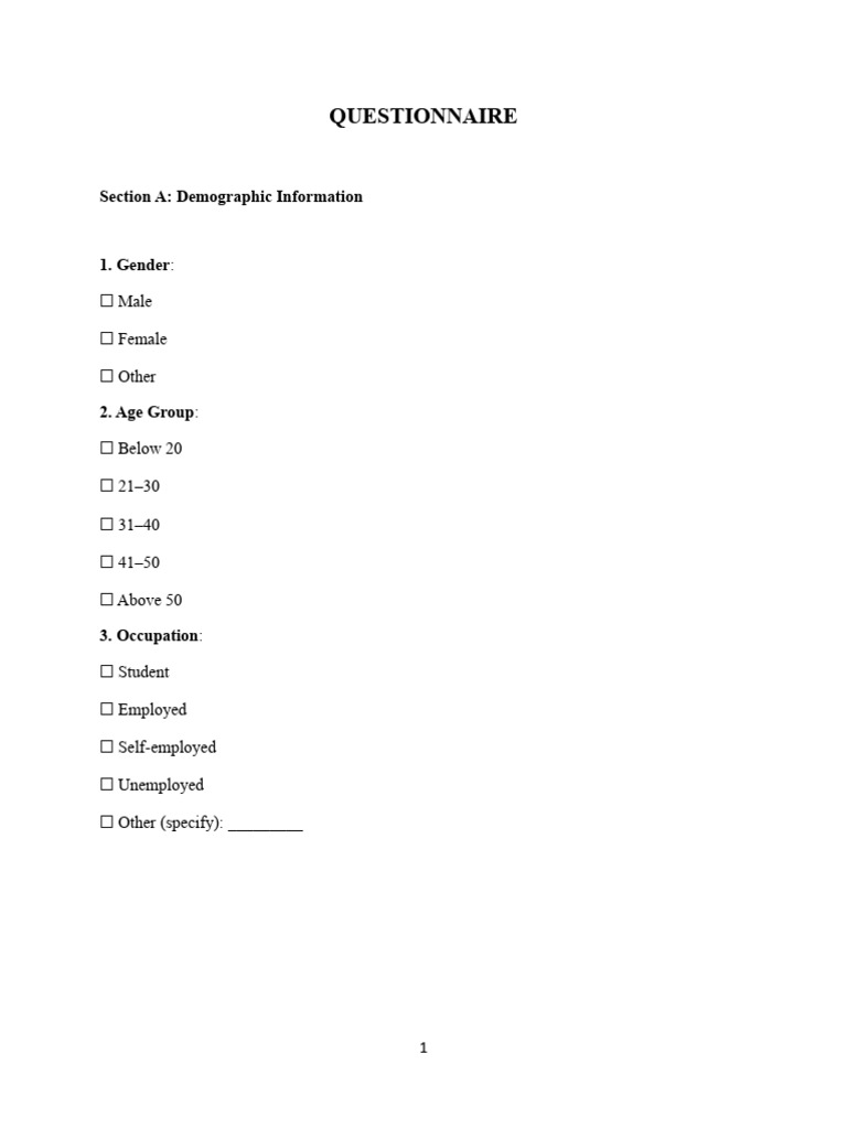 Questionnaire | PDF