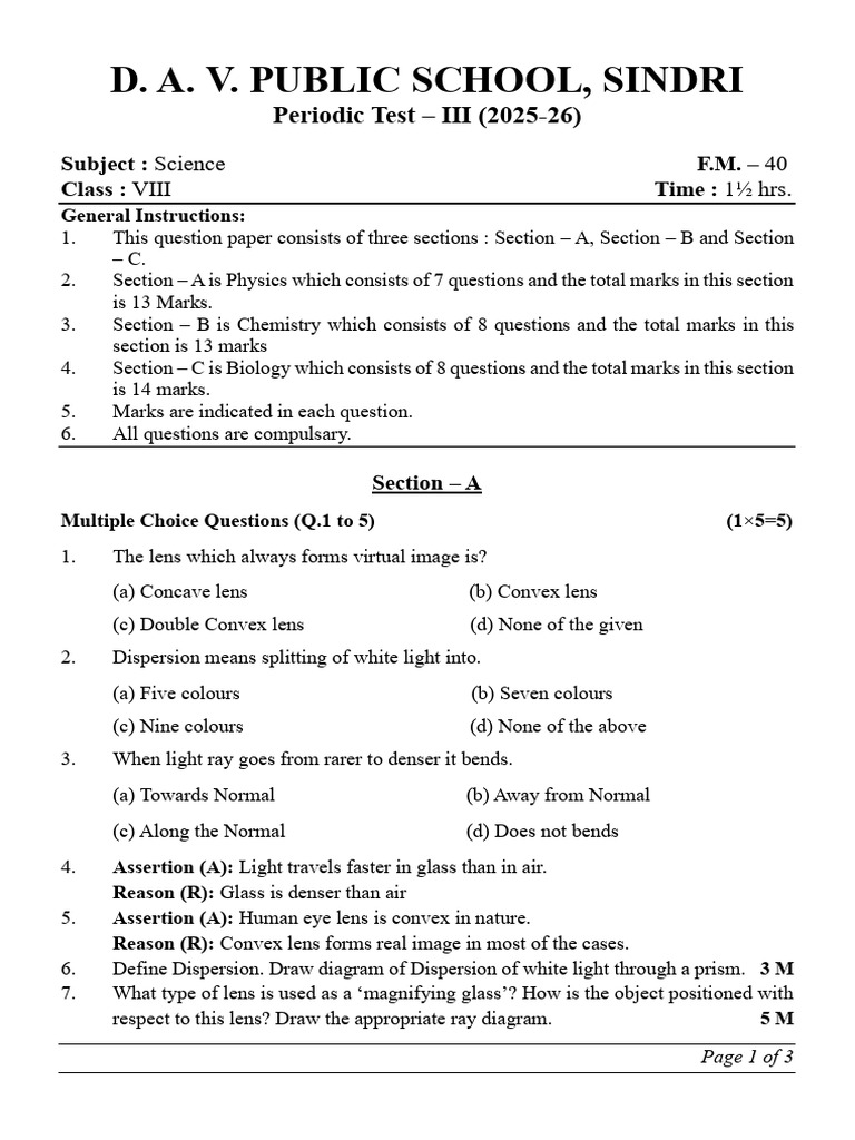 Science Periodic Test Q-A Paper | PDF | Fertilisation | Reproductive System