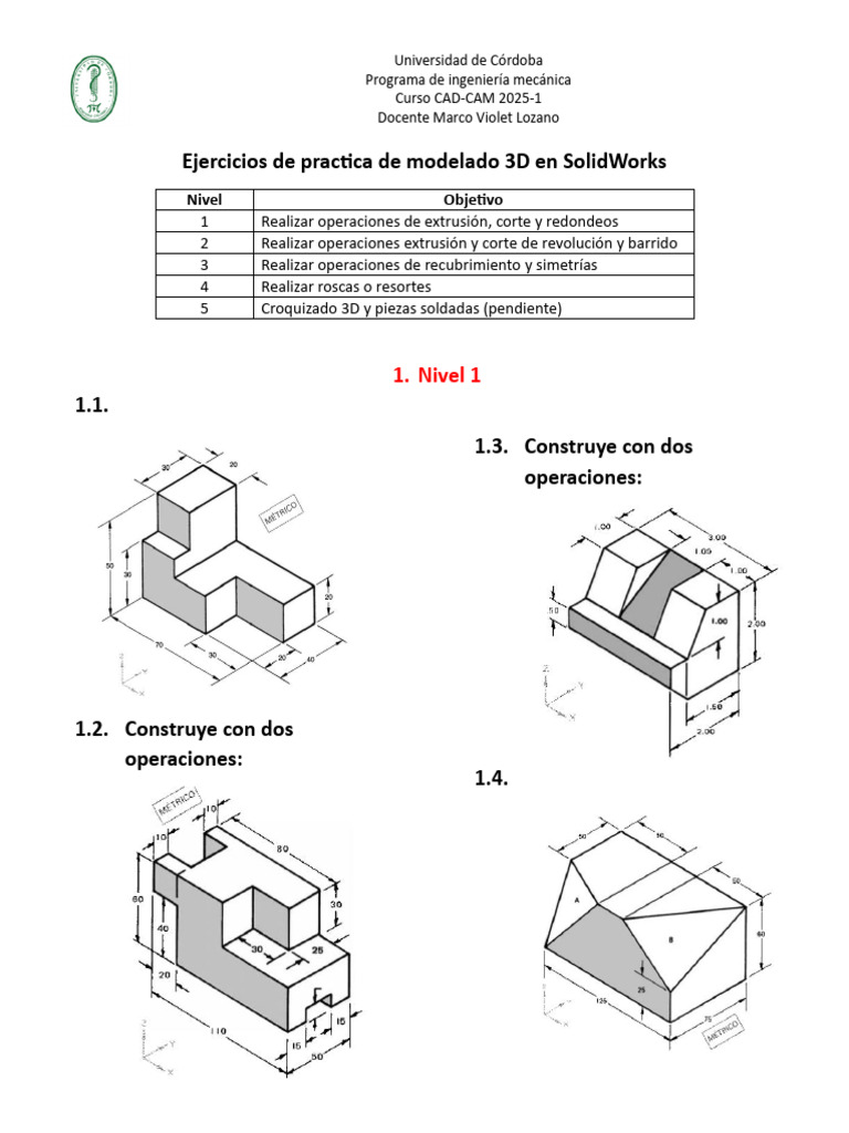 Ejercicios de Practica Modelado 3d Parte 1 | PDF