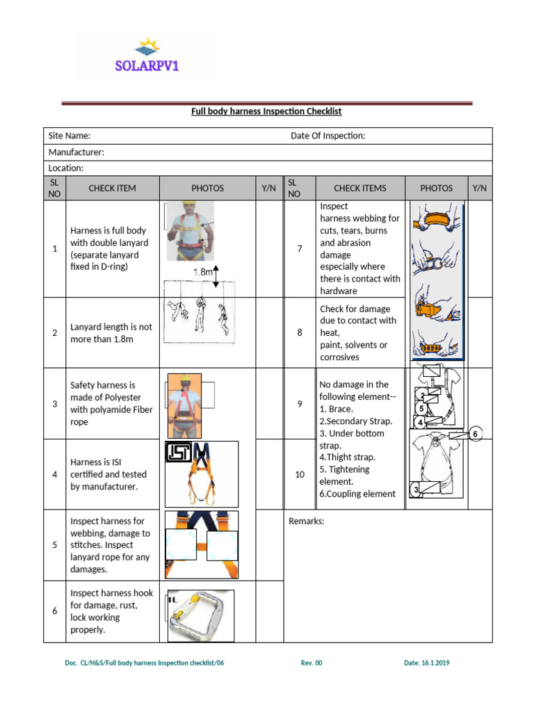 Full Body Harness Inspection Checklist 06 | PDF