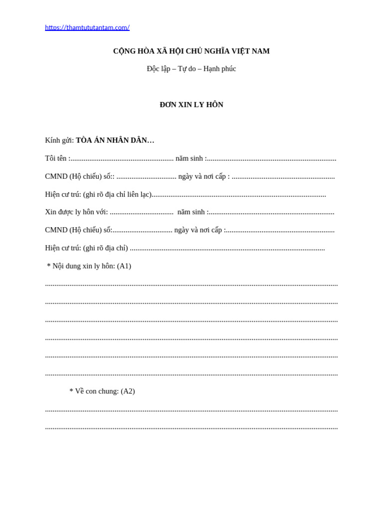 Mau Don Xin Ly Hon | PDF