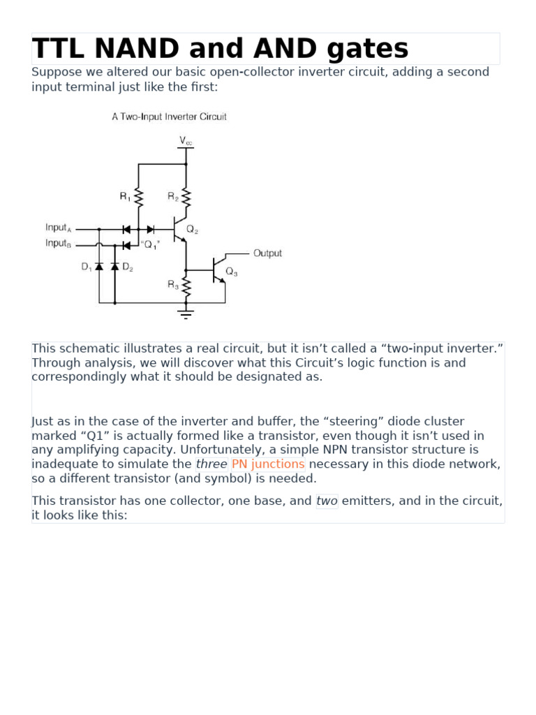 05 - TTL Nand and and Gates | PDF | Logic Gate | Electrical Circuits