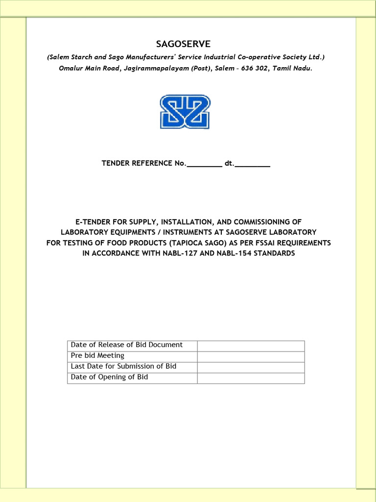 Revised Tender Document | PDF | Specification (Technical Standard)