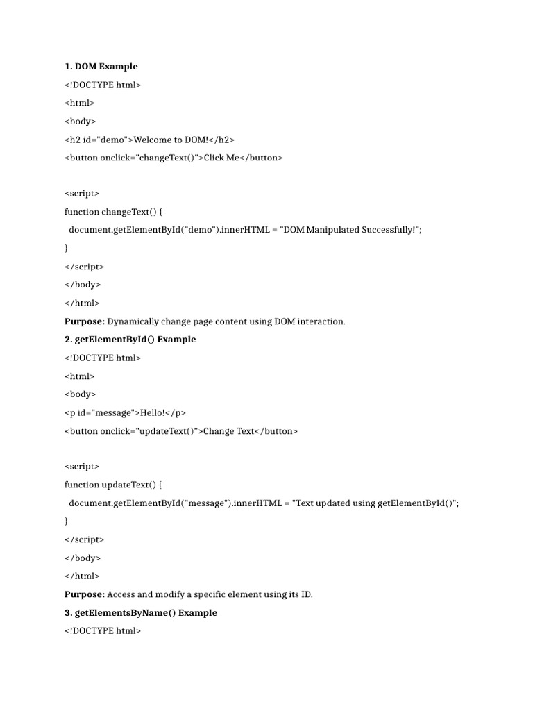 Day15 DOM Examples | PDF | Document Object Model | Html