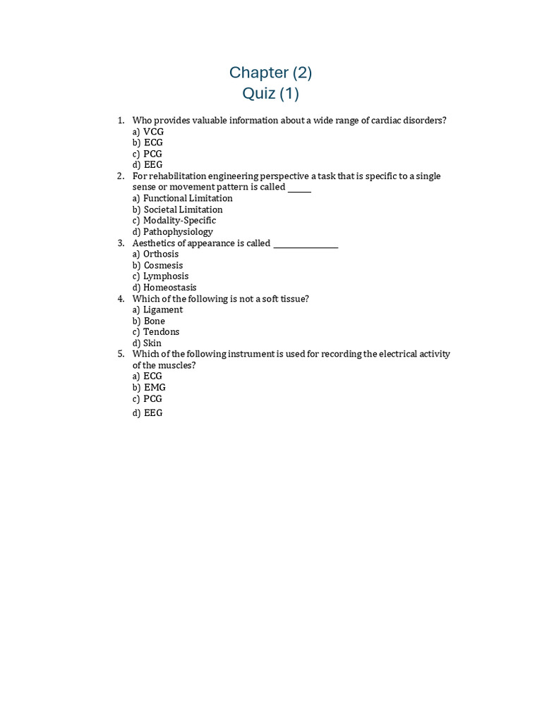 Chapter (2) Quiz | PDF
