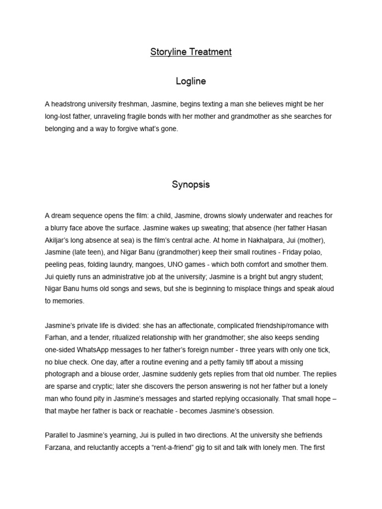 Storyline Treatment (Logline, Synopsis, Characters, Detailed Outline ...