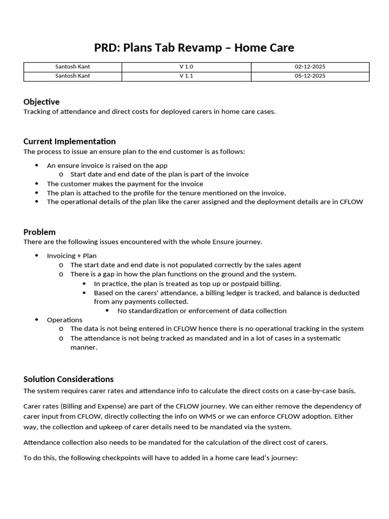 PRD Plans Tab Revamp - Home Care | PDF | Debits And Credits | Bookkeeping