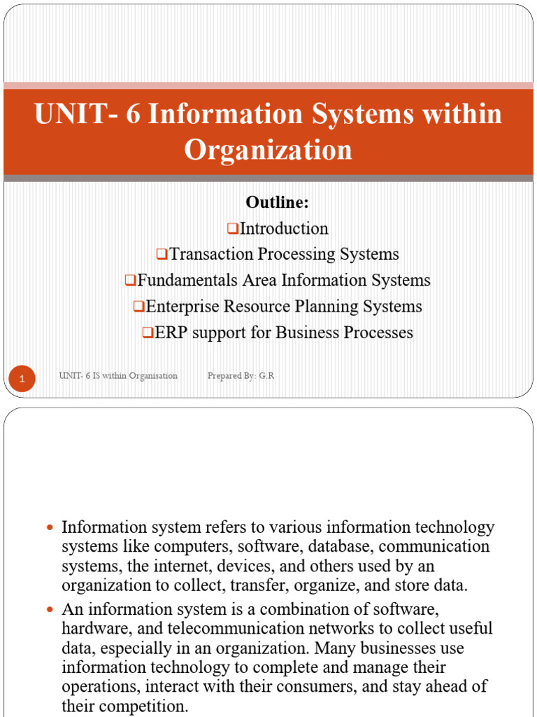 UNIT-6 Information Systems Within Organization | PDF | Enterprise ...