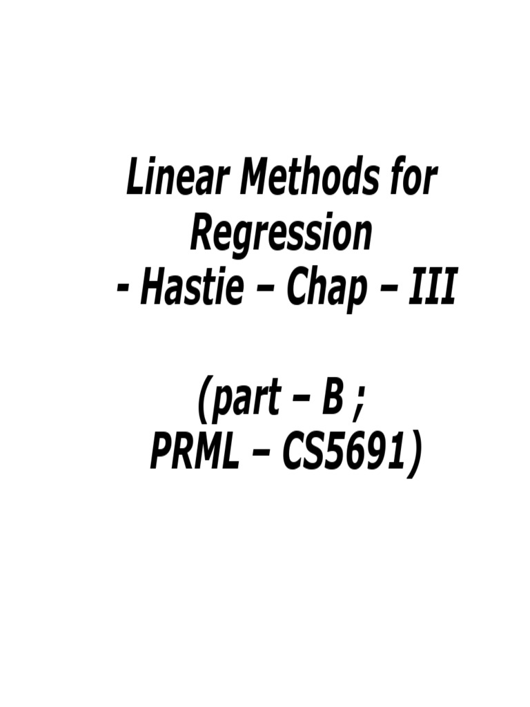 PRML - Chap 3 Part B Hastie Linear Methods For Regression - 2026 2 ...