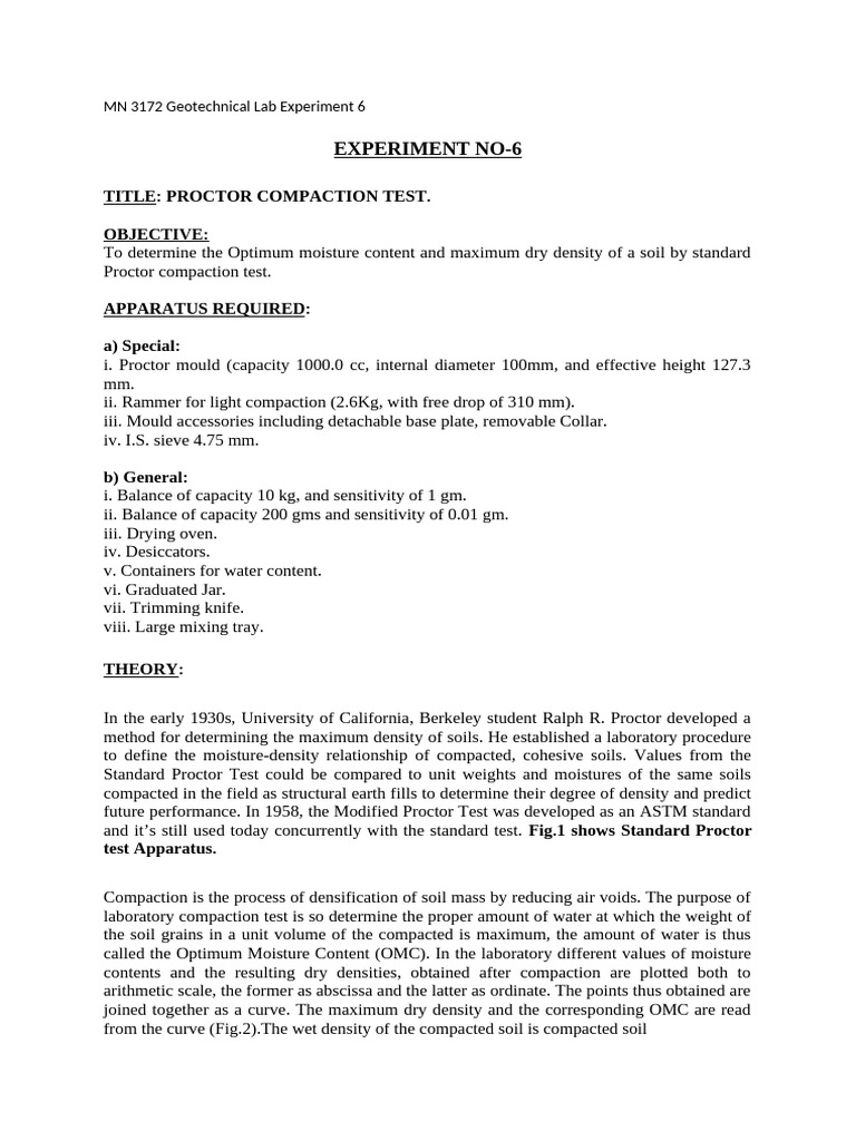 Experiment 6.1 Material | PDF | Earth Sciences | Soil Science