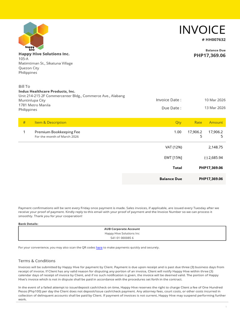 Indus - March Bookkeeping Invoice | PDF | Invoice | Receipt