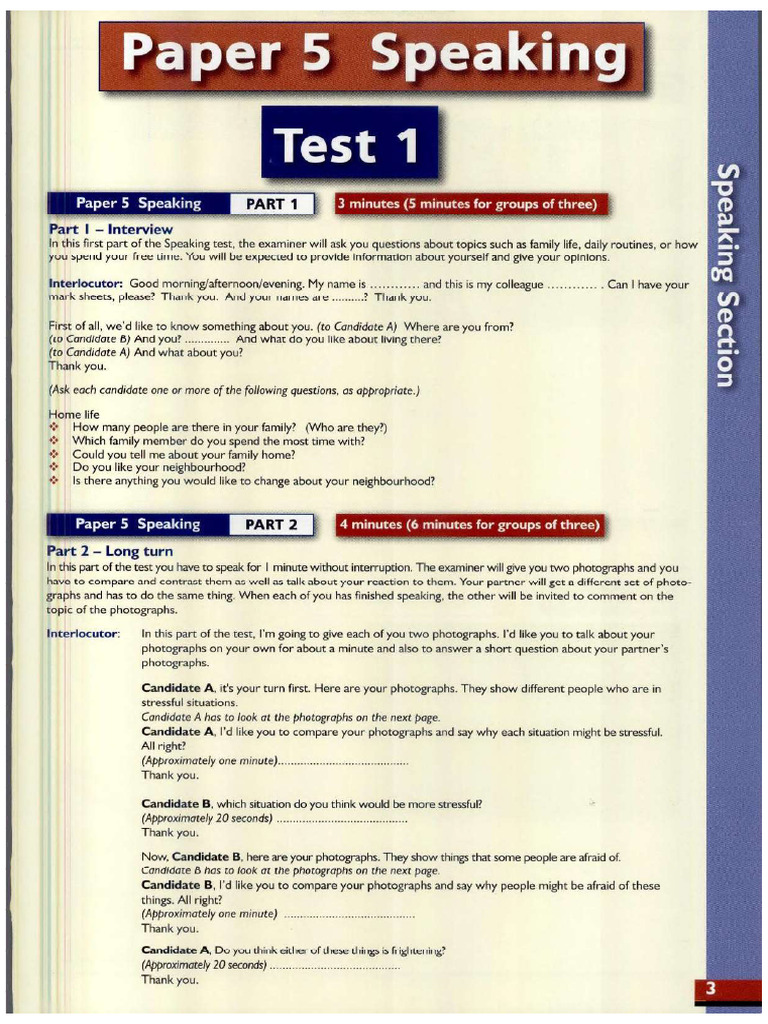 FCE Speaking Test 1 | PDF