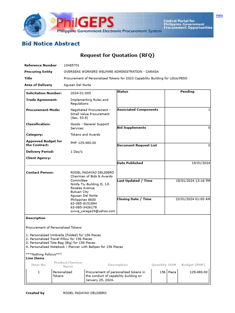 Philgeps Posting - 2nd Document | PDF