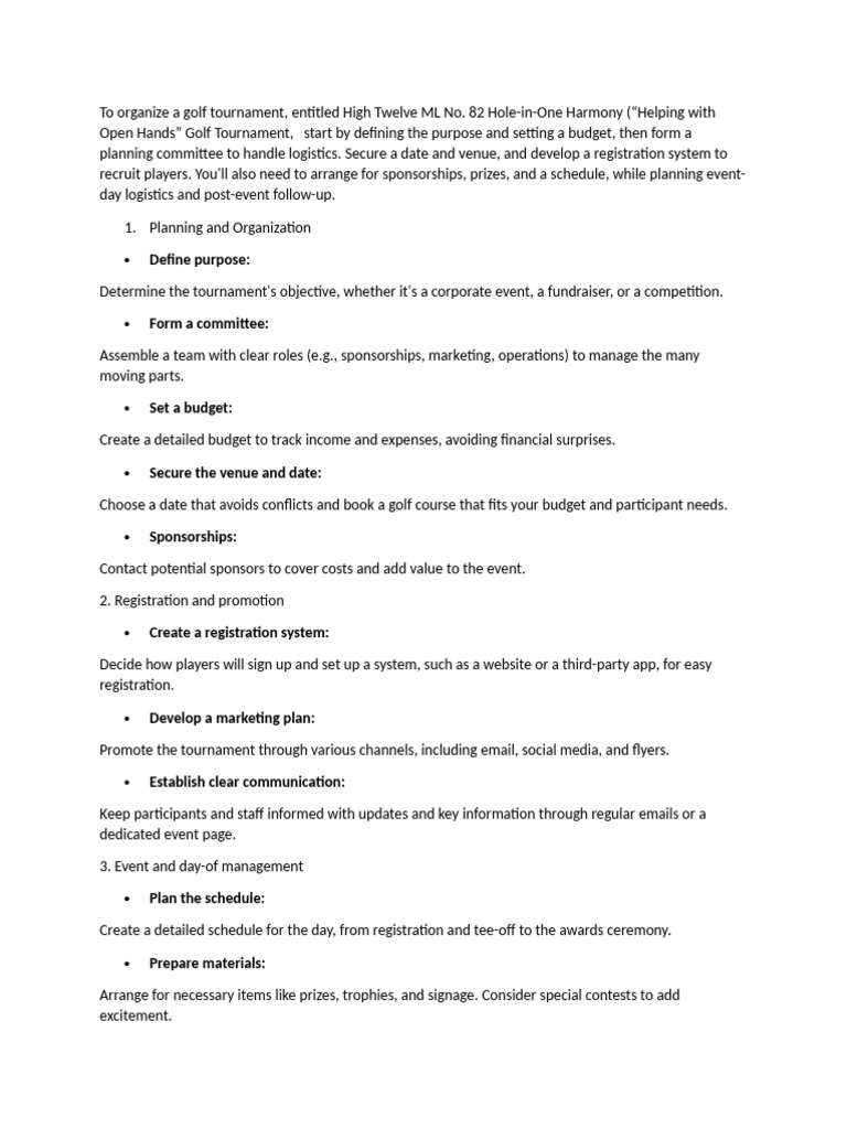 Golf Tournament Plan | PDF