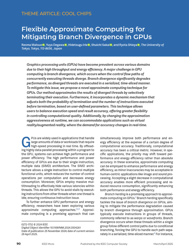 Flexible Approximate Computing For Mitigating Branch Divergence in GPUs ...
