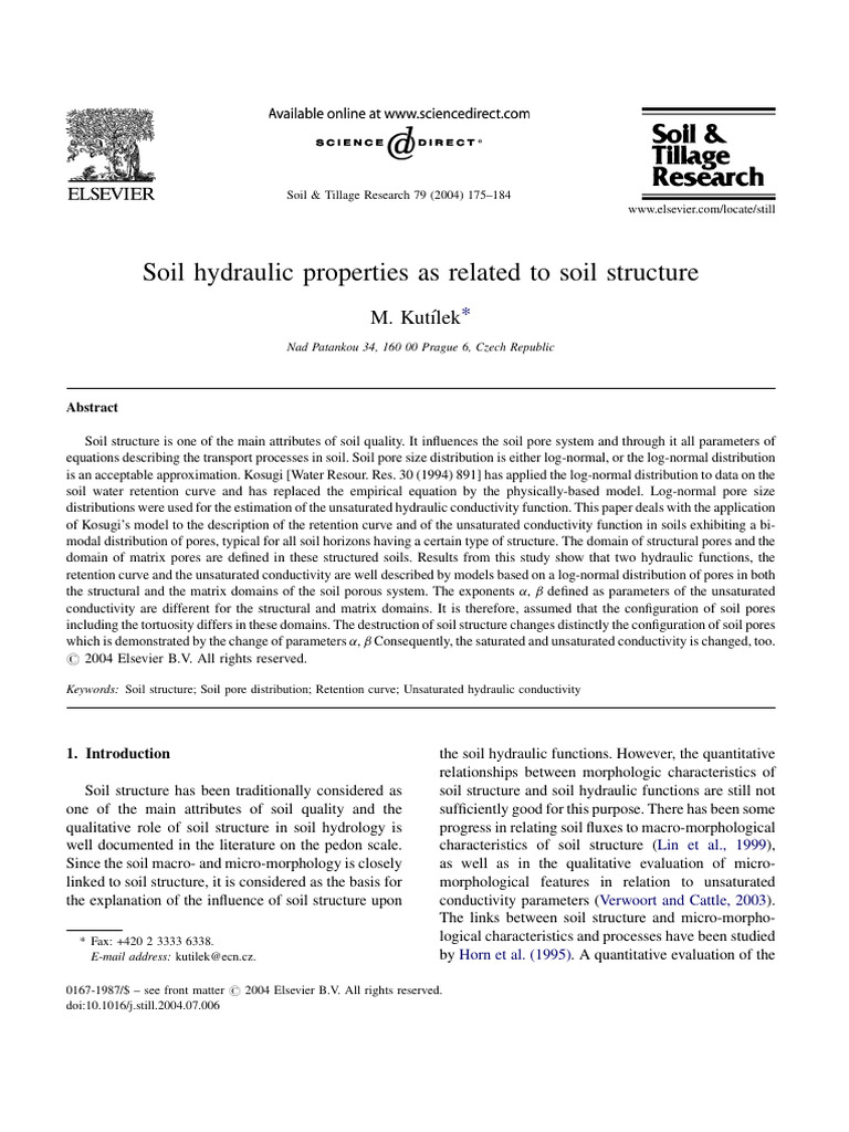 Soil Hydraulic Properties As Related To | PDF | Porosity | Soil