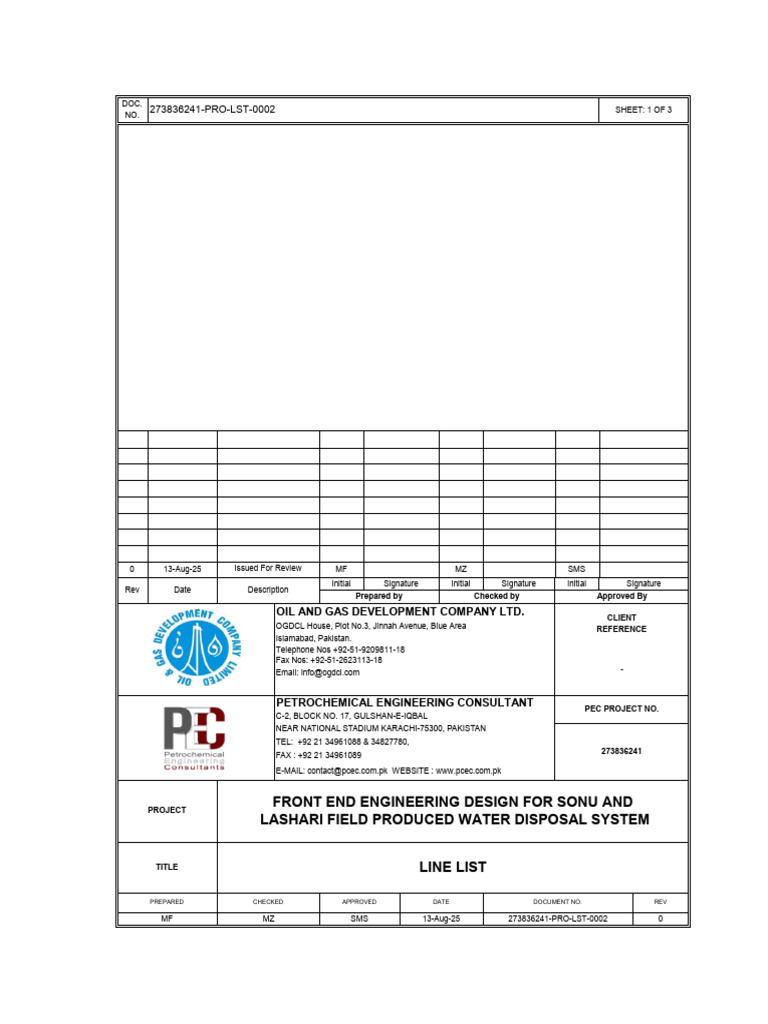 SL FEED - Line List | PDF | Chemical Engineering | Fuels