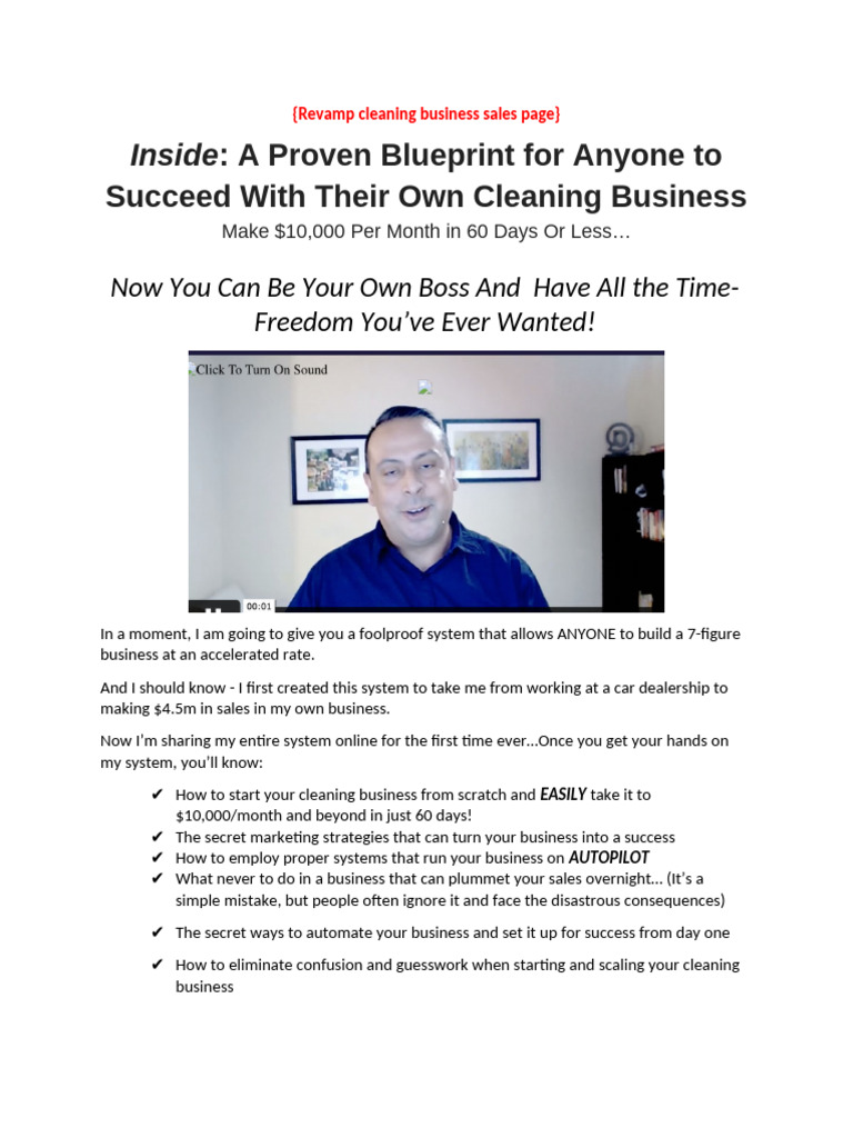 Revamp Cleaning Business Sales Page | PDF | Procedural Knowledge ...