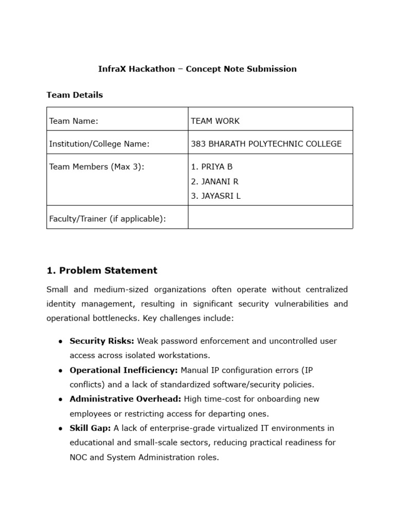 TEAM WORK's Concept Note | PDF | Domain Name System | Virtualization