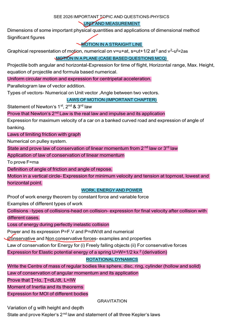 See Final Imp Xi QP 2026 | PDF | Force | Acceleration