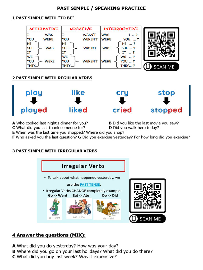 PAST SIMPLE Speaking Practice | PDF