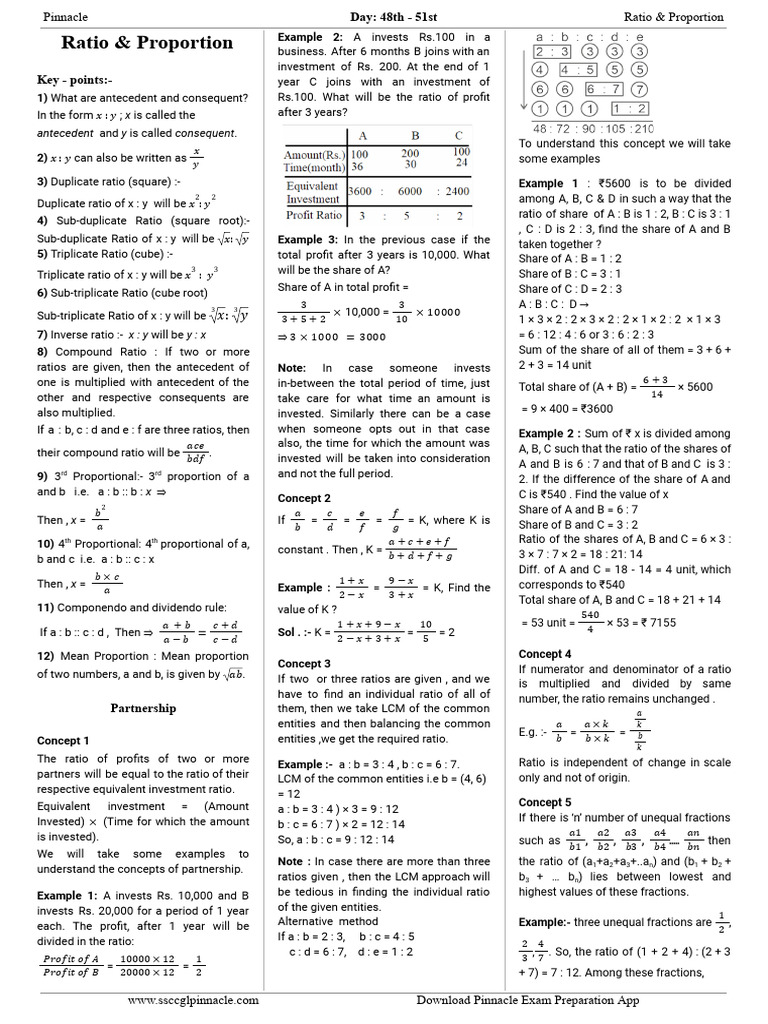 Ratio & Proportion | PDF | Arithmetic | Mathematics