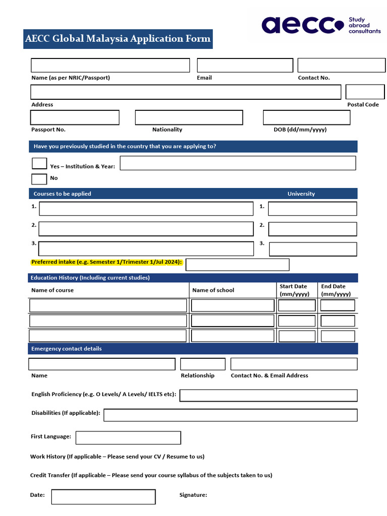 AECC Malaysia Application Form-12-3 | PDF