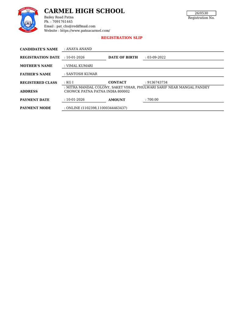 Registration Slip | PDF