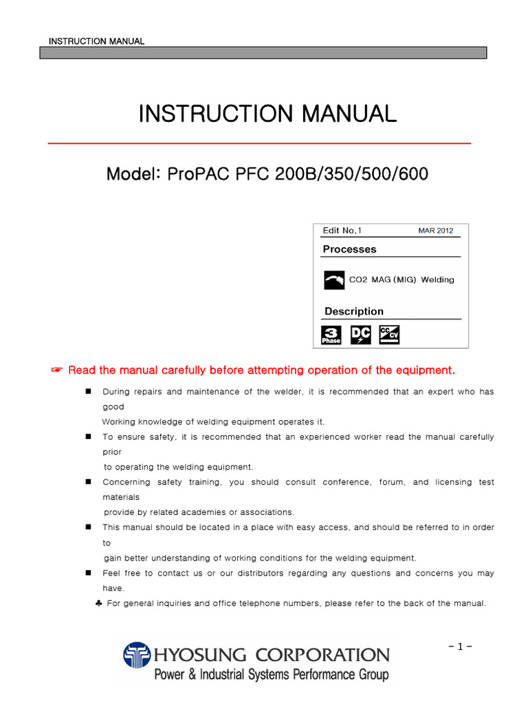 ARC PFC Series Manual English 201806 | PDF | Welding | Construction