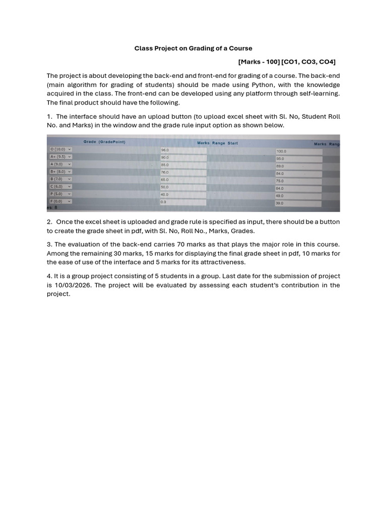 Class Project On Grading of A Course | PDF