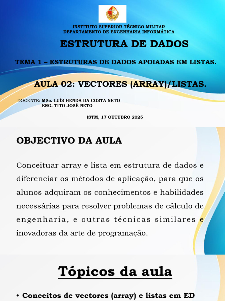 AULA 02 - VETORES e LISTAS ED | PDF | Java (linguagem de programação ...