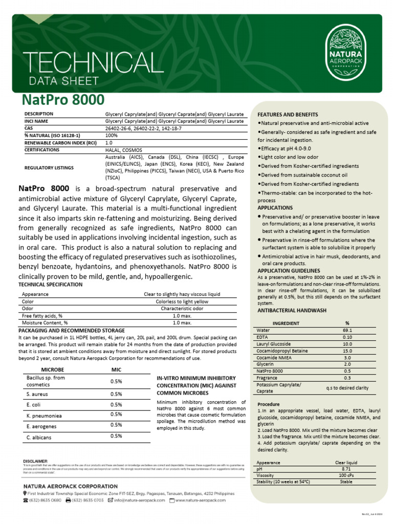 TDS - NatPro 8000 - Rev 02 - Jun-4-2024 | PDF | Antimicrobial ...