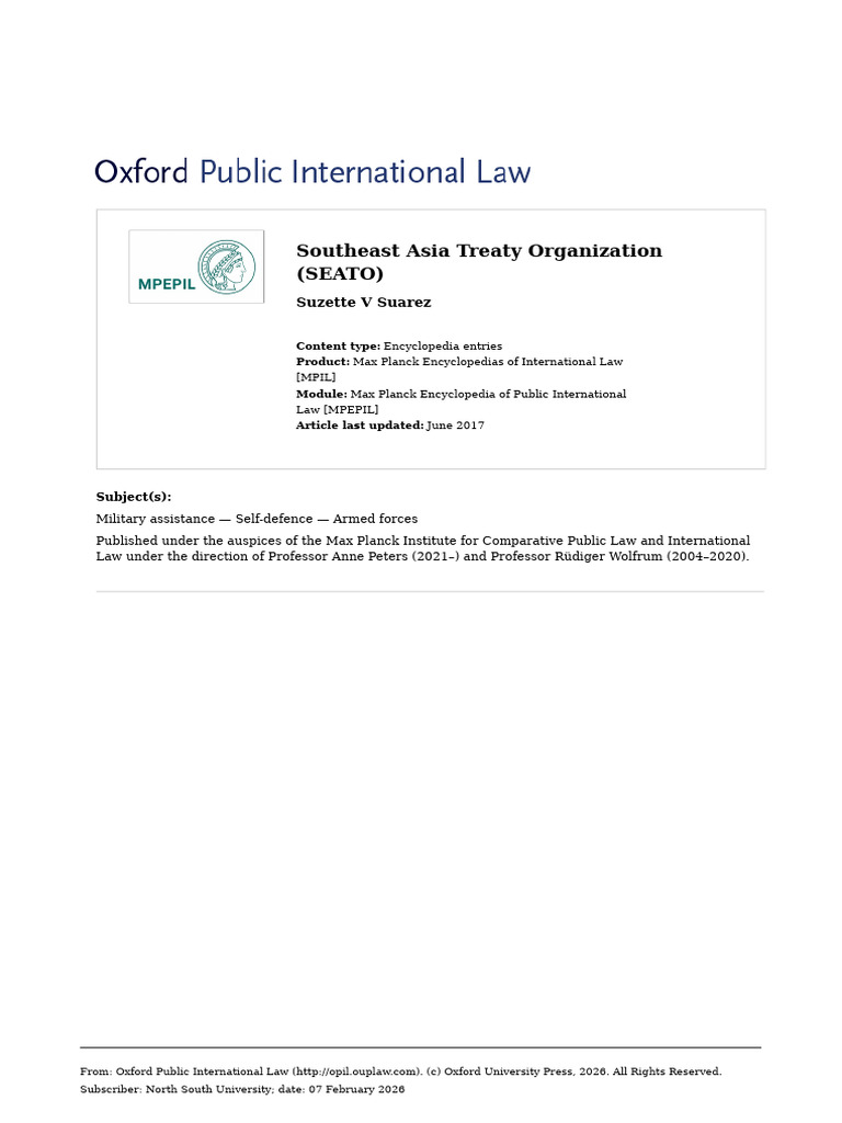 Southeast Asia Treaty Organization (SEATO) | PDF