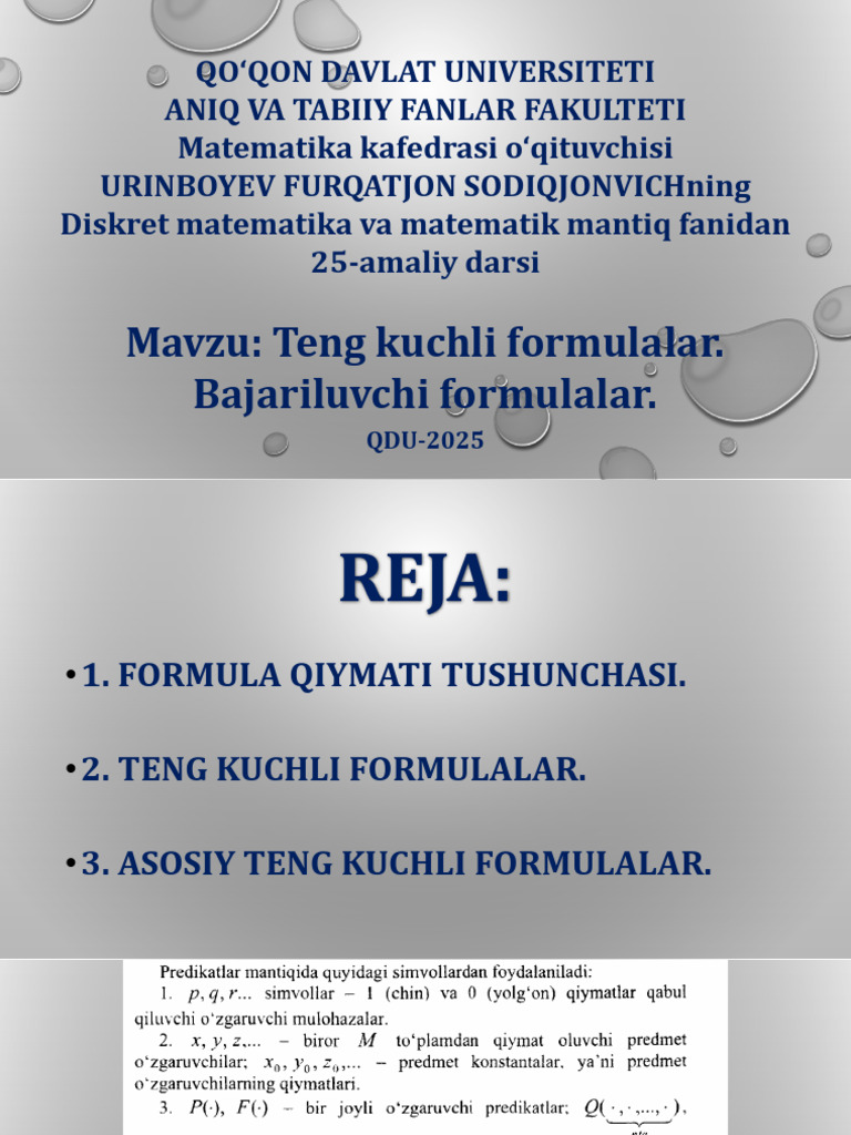 25A Diskret Matematika 1-Kurs. 25-Mavzu | PDF