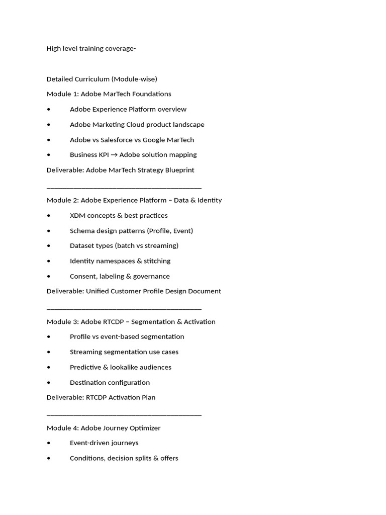 High Level Training Coverage | PDF | Marketing | Information Technology ...