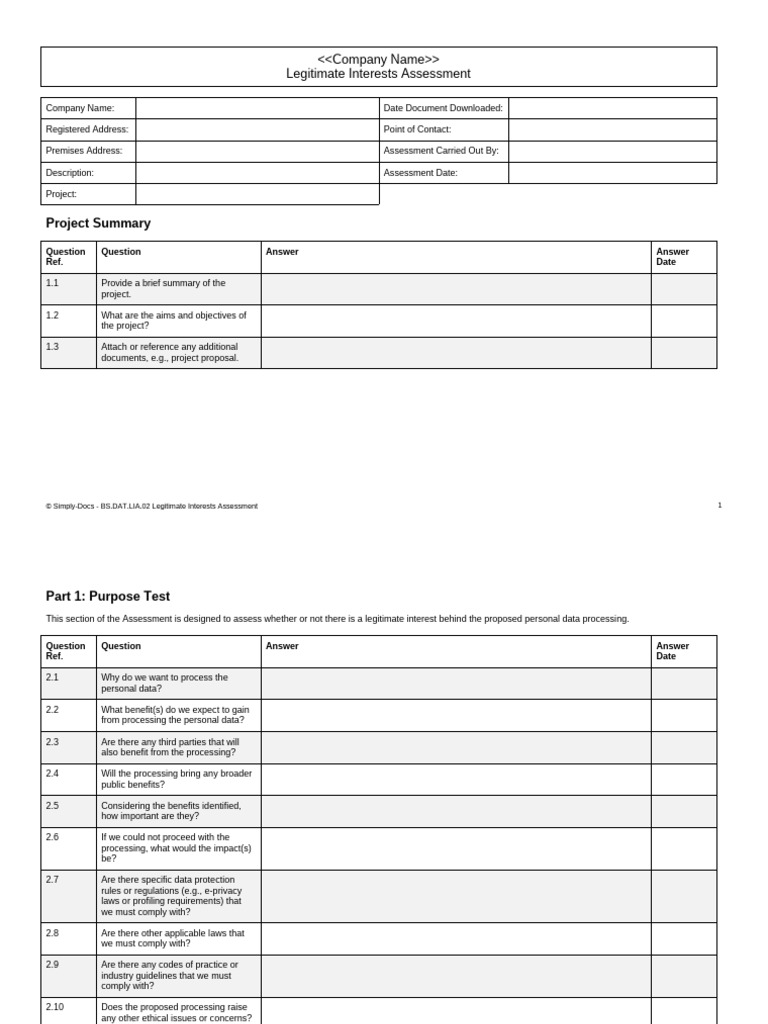 Legitimate Interests Assessment BS - dat.LIA.02 | PDF | Justice | Crime ...
