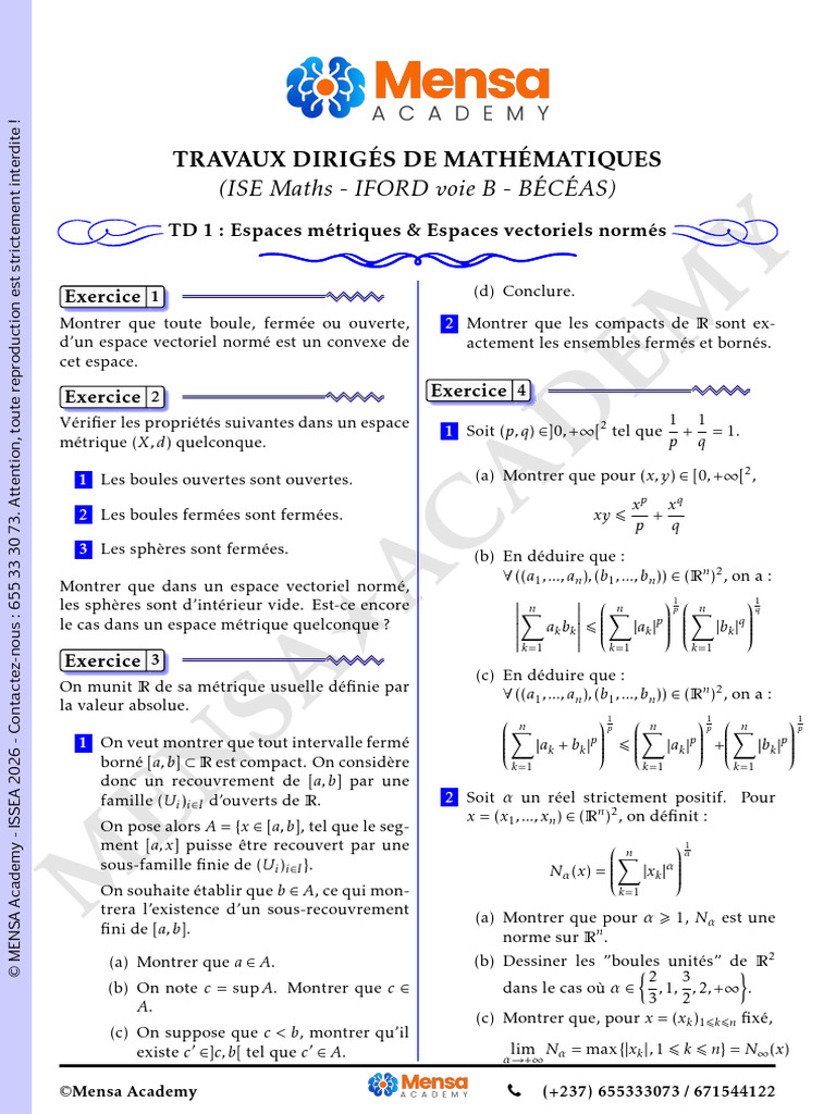 Td1 Analyse Mensa 091400 | PDF | Norme (Mathématiques) | Analyse ...
