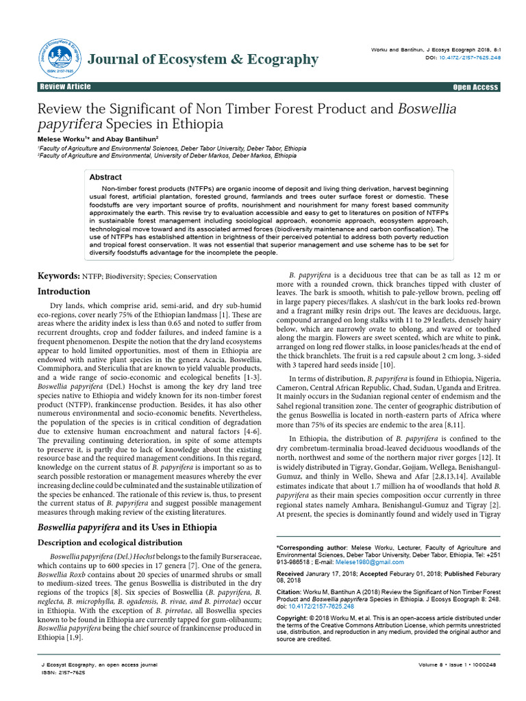 Review The Significant of Non Timber Forest Product and ...