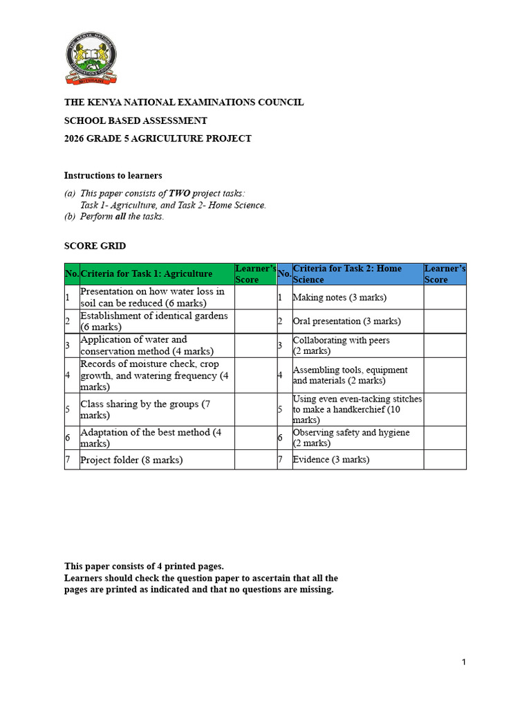 2026 Grade 5 Agriculture Project QP-1772452241 | PDF | Agriculture | Soil
