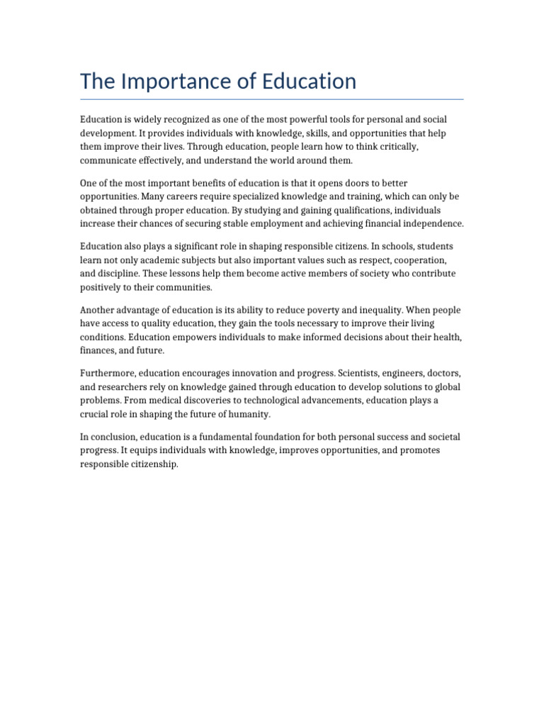The Importance of Education | PDF