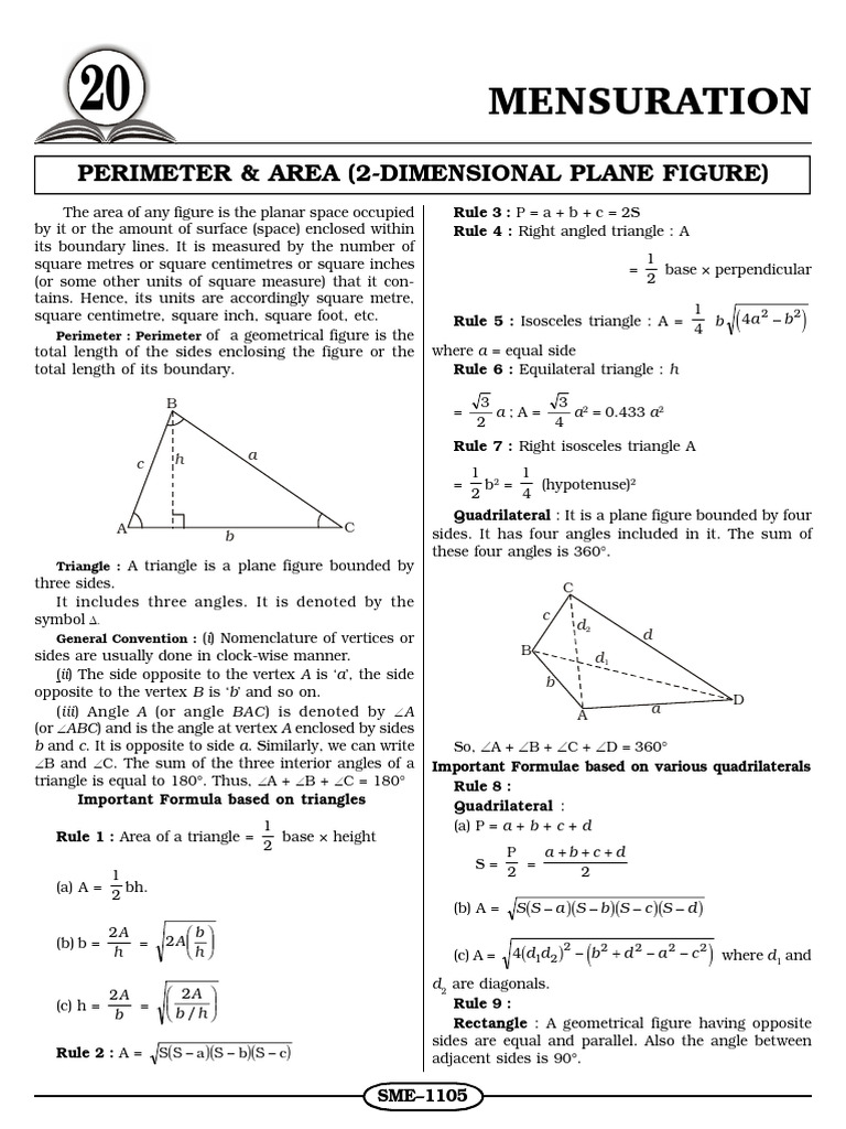 Basic Mensuration Formula | PDF | Area | Triangle