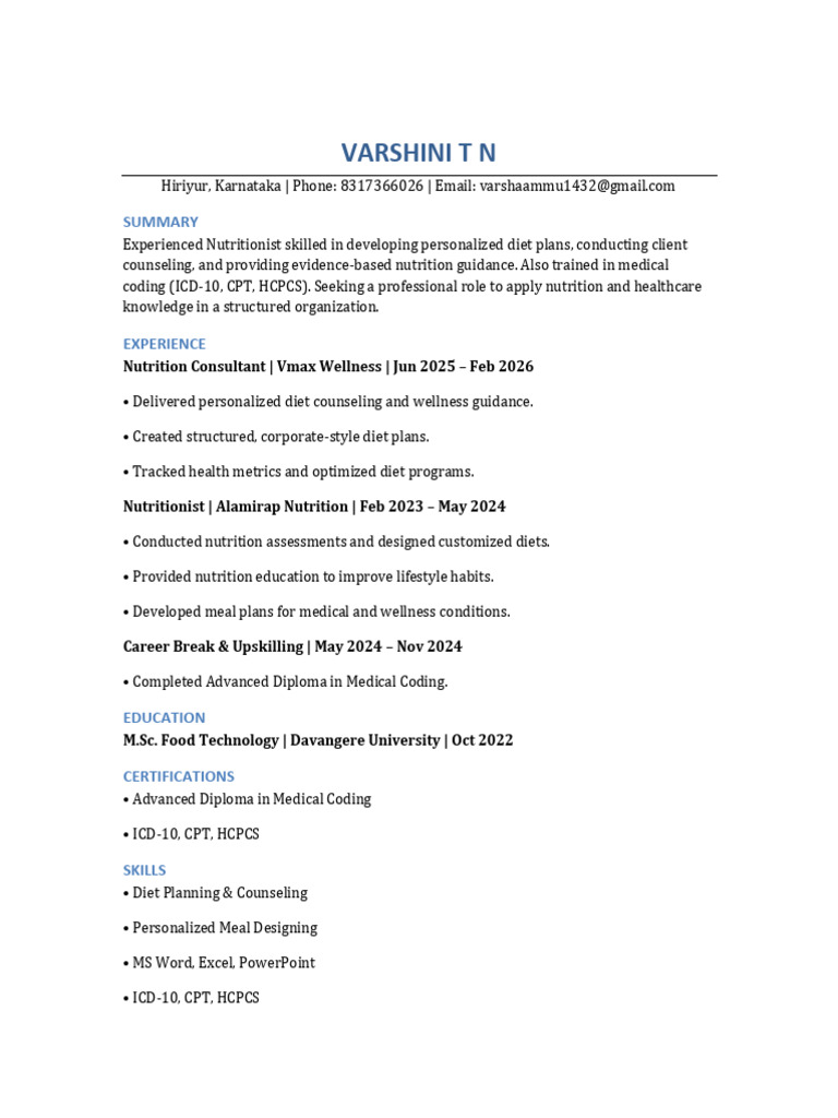 Varshini Resume | PDF