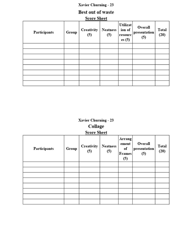 Score Sheets | PDF