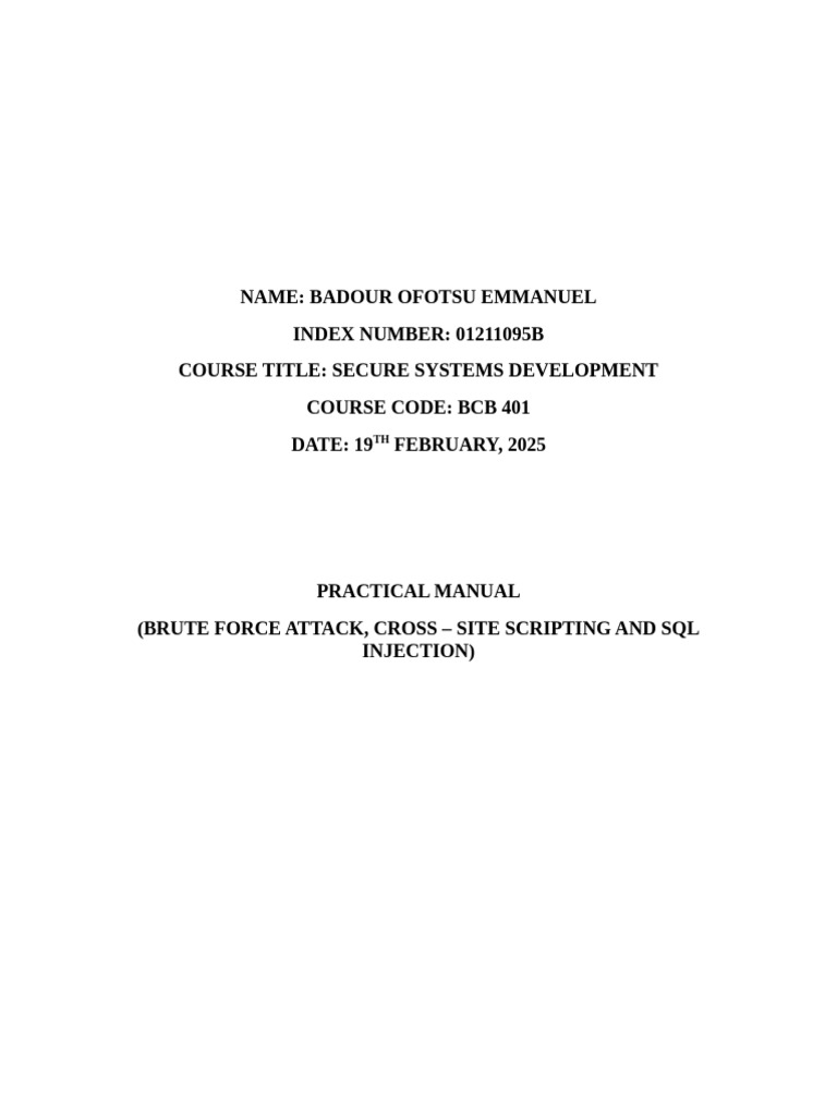 Secure Systems Development Practical Manual | PDF | Security | Computer ...