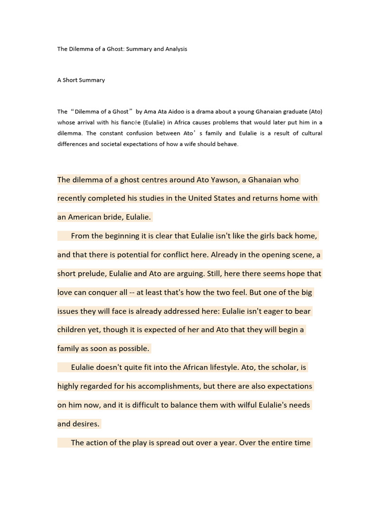 Dilemma of a Ghost | PDF