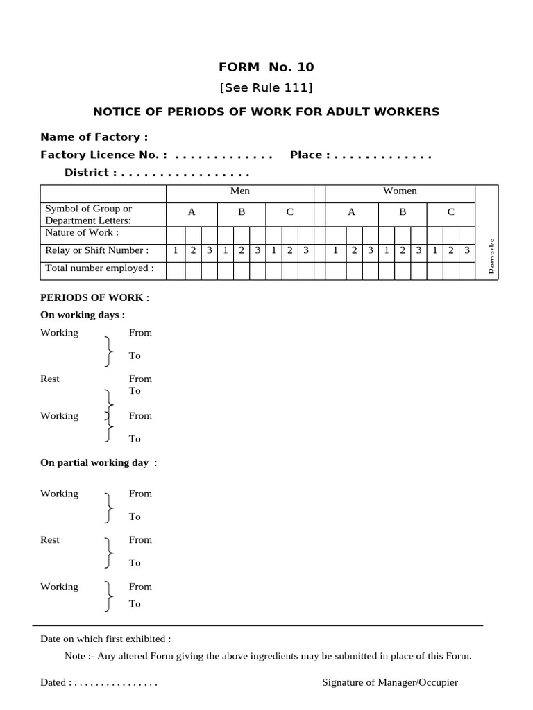 FORM No. 10 | PDF